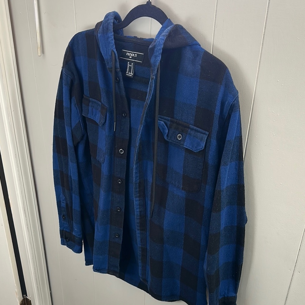 Forever 21 Blue and Black Plaid Shirt